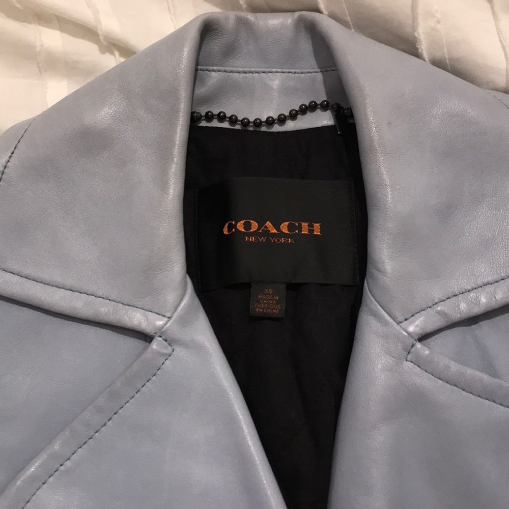 Coach leather jacket- bluish grey